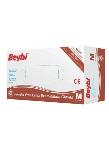 Beybi Pudrasız Lateks Muayene Eldiveni ( M ) 100 Adet