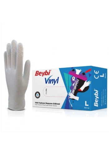 Beybi Vinil Şeffaf Muayene Eldiveni Pudrasız ( L ) 20 Kutu