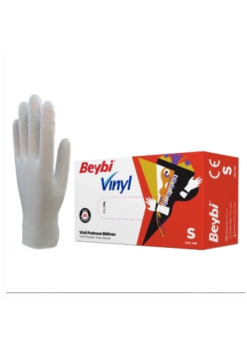 Beybi Vinil Şeffaf Muayene Eldiveni Pudrasız ( S ) 1 Kutu
