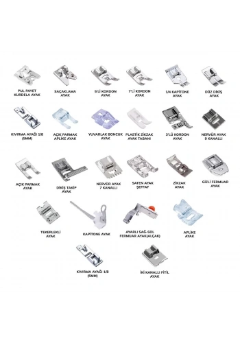 Ev Tipi Dikiş Makinesi 24 Parça Ayak Seti