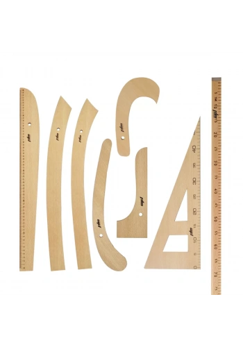 FDM 8 Parça Set - 8 Parça Ahşap Riga Seti - Riga Takımı - Cetvel