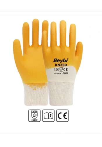 KN-350 İş Eldiveni Nitril Kaplama Pamuk ( 12 Çift )