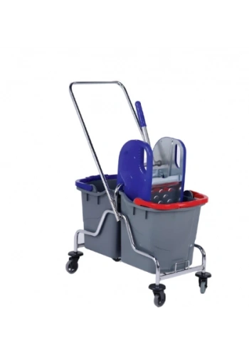 Lüks Çift Kovalı Temizlik Arabası Krom ( 2 Adet )