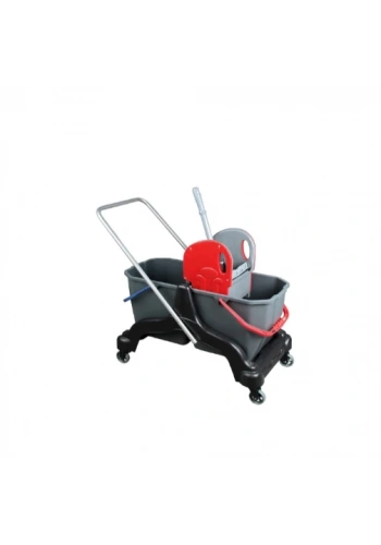 Lüks Çift Kovalı Temizlik Arabası Plastik