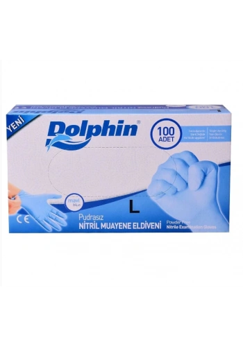 Pudrasız Mavi Nitril Medikal Muayene Eldiveni ( L ) 2000 Adet