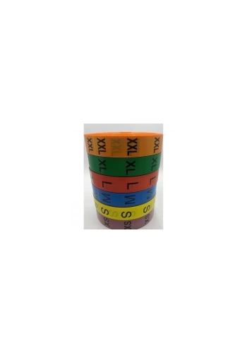 RENKLİ BEDEN ETİKETİ S BEDEN 400 LÜ SARIM TOPLAM 4000 ADET