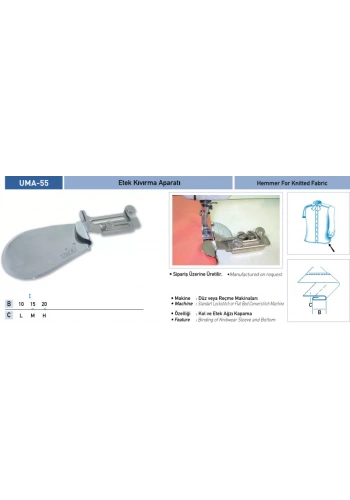 Uma-369 Transportlu Etek Makinası Yan Çekeri 5 mm