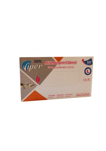 Vinil Şeffaf Muayene Eldiveni Pudrasız ( L ) 100 Adet