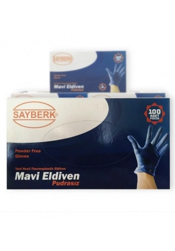 Yeni Nesil Hibrit Pudrasız Mavi Eldiven ( M ) 100 Adet