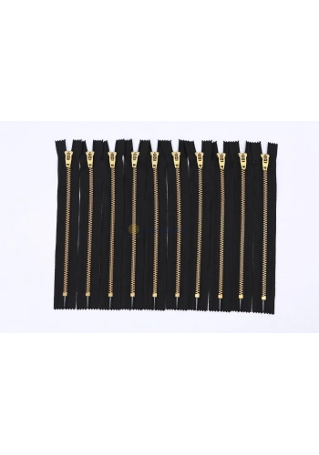 10 Adet 18cm Siyah Metal Fermuarı