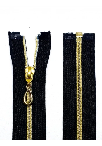 110cm Siyah Ferace Fermuarı Gold