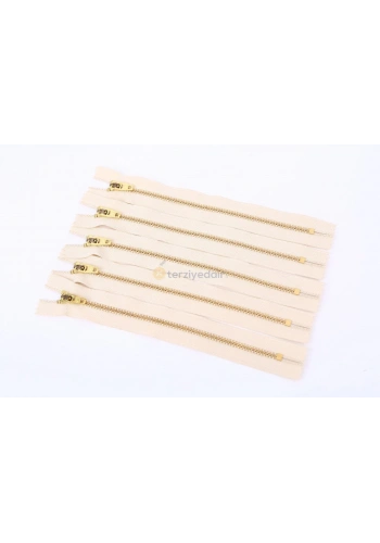 18cm Bej Kot Metal Fermuar 5 Adet