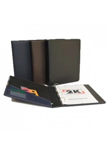 2K Sunum Klasörü 4 Halkalı Suni Deri 40 MM Siyah A5 A533S