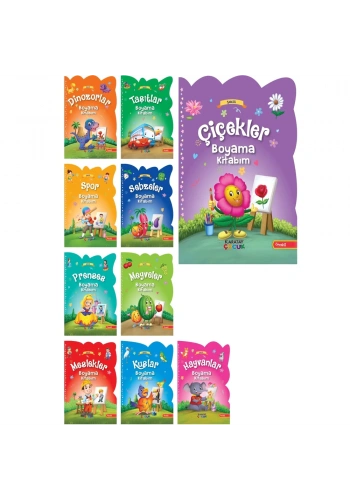 4E Büyük Şekilli Örnekli Kavramlar Boyama Serisi 10 Kitap