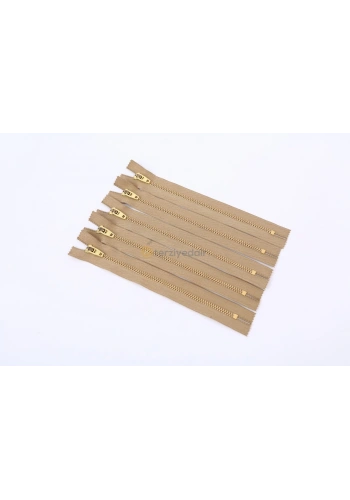 5 Adet 18cm Koyu Bej Metal Fermuarı