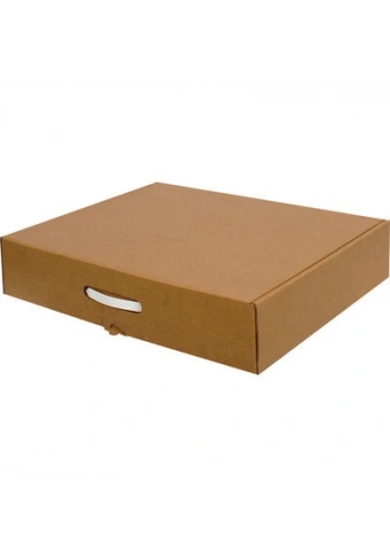 50x40x10cm Kulplu Çift Oluklu Kilitli Kutu - Kraft