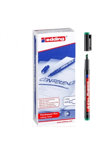 Edding 143B Kesik Uçlu Permanent Kalem YEŞİL 10lu Kutu