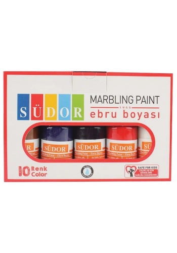 Südor Ebru Boyası Seti 10 Renk x 30 ml. Damlalıklı Şişe