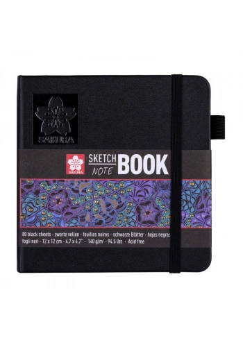 Sakura Sketchbook Sert Kapak Eskiz Çizim Defteri Siyah Kağıt 140 gr. 12x12 cm. 80 yaprak