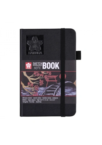 Sakura Sketchbook Sert Kapak Eskiz Çizim Defteri Siyah Kağıt 140 gr. 9x14 cm. 80 yaprak