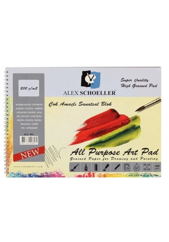 Alex Schoeller Çok Amaçlı Sanatsal Resim ve Eskiz Çizim Defteri 200 gr. 25x35 cm. 15 yp.