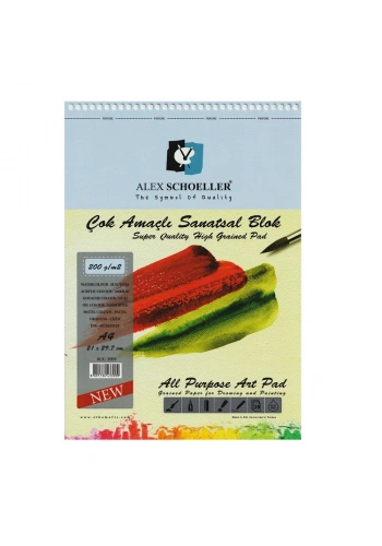 Alex Schoeller Çok Amaçlı Sanatsal Resim ve Eskiz Çizim Defteri 200 gr. A4 20 yp.