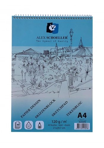 Alex Schoeller Spiralli Eskiz Çizim Defteri 120 gr. A4 40 yp.