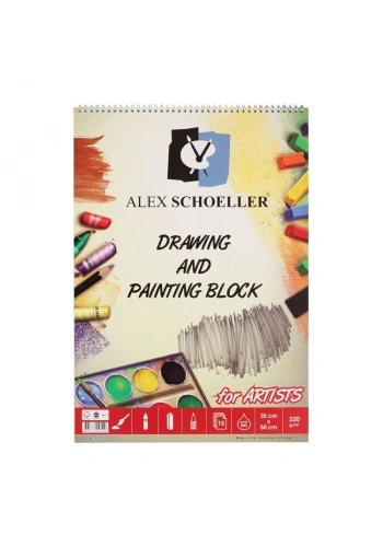 Alex Schoeller Drawing & Painting Block Dokulu Resim ve Eskiz Çizim Defteri 220 gr. 35x50 cm. 15 Sayfa
