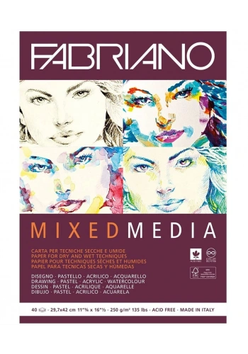 Fabriano Mixed Media Çok Amaçlı Karışık Teknik Eskiz Çizim Defteri 250 gr. A3 40 yaprak