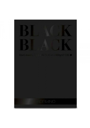 Fabriano Black Black Çok Amaçlı Pürüzsüz Yüzeyli Siyah Yapraklı Çizim Defteri Blok 300 gr. A4 20 yaprak