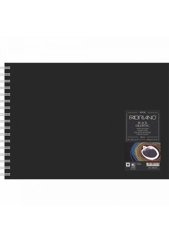 Fabriano Blackbook Landscape Spiralli Eskiz Çizim Defteri Siyah Yaprak 190 gr. A4 40 yaprak