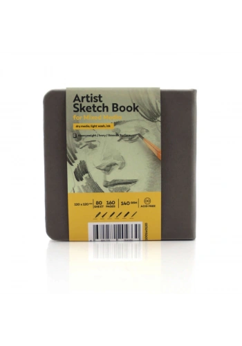 Tigertint Sketchbook Sert Kapak Eskiz Çizim Defteri 140 gr. 12x12 cm. 80 yp. GRİ