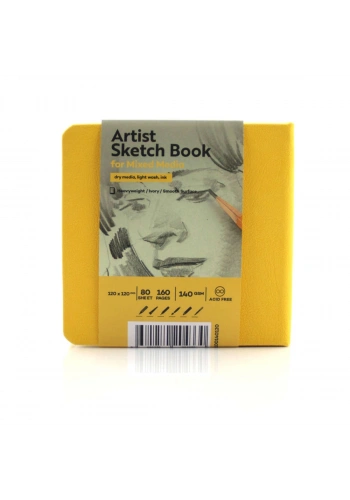 Tigertint Sketchbook Sert Kapak Eskiz Çizim Defteri 140 gr. 12x12 cm. 80 yp. SARI