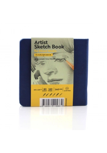 Tigertint Sketchbook Sert Kapak Eskiz Çizim Defteri 140 gr. 12x12 cm. 80 yp. MAVİ