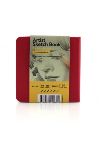 Tigertint Sketchbook Sert Kapak Eskiz Çizim Defteri 140 gr. 12x12 cm. 80 yp. KIRMIZI
