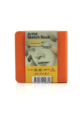 Tigertint Sketchbook Sert Kapak Eskiz Çizim Defteri 140 gr. 12x12 cm. 80 yp. TURUNCU