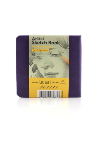 Tigertint Sketchbook Sert Kapak Eskiz Çizim Defteri 140 gr. 12x12 cm. 80 yp. MOR