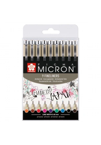 Sakura Pigma Micron 9 Fineliners 0.5 Çizim Kalemi Seti 9 RENK
