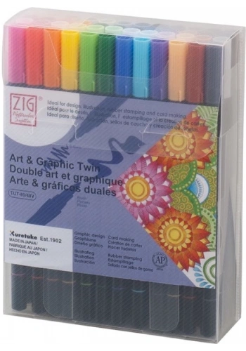 Zig Art & Graphic Twin Marker Brush Pen Çift Uçlu Çizim Kalemi Seti 48 Renk