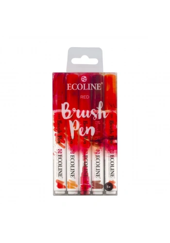 Talens Ecoline Brush Pen Fırça Uçlu Kalem Seti 5 Renk RED COLOURS