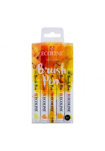 Talens Ecoline Brush Pen Fırça Uçlu Kalem Seti 5 Renk YELLOW COLOURS