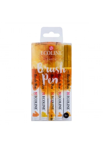 Talens Ecoline Brush Pen Fırça Uçlu Kalem Seti 5 Renk EARTH COLOURS