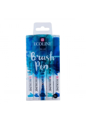Talens Ecoline Brush Pen Fırça Uçlu Kalem Seti 5 Renk BLUE COLOURS