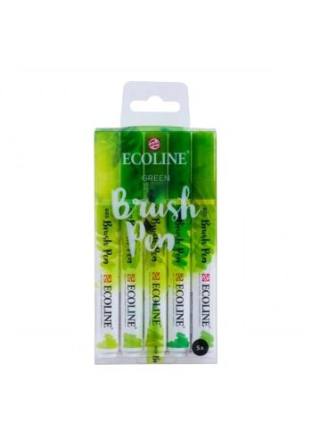 Talens Ecoline Brush Pen Fırça Uçlu Kalem Seti 5 Renk GREEN COLOURS