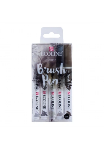 Talens Ecoline Brush Pen Fırça Uçlu Kalem Seti 5 Renk GREY COLOURS