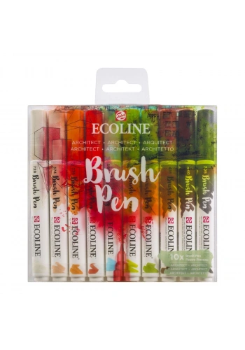 Talens Ecoline Brush Pen Fırça Uçlu Kalem Seti 10 Renk ARCHITECT COLOURS