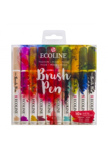 Talens Ecoline Brush Pen Fırça Uçlu Kalem Seti 10 Renk FASHION COLOURS