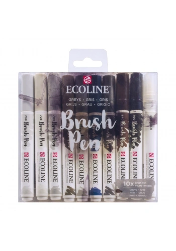Talens Ecoline Brush Pen Fırça Uçlu Kalem Seti 10 Renk GREYS COLOURS