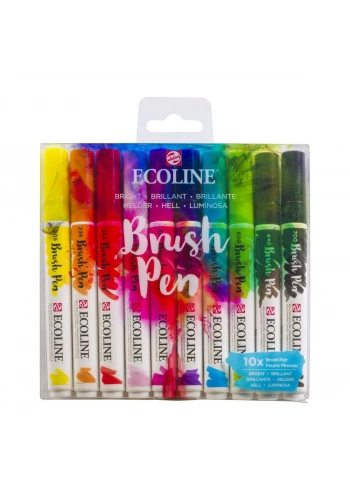 Talens Ecoline Brush Pen Fırça Uçlu Kalem Seti 10 Renk BRIGHT COLOURS