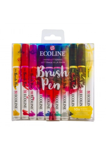 Talens Ecoline Brush Pen Fırça Uçlu Kalem Seti 10 Renk HANDLETTERING COLOURS